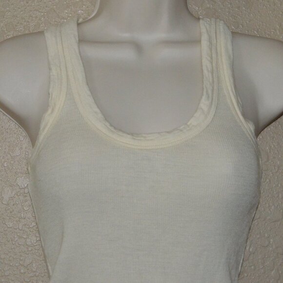 Sz S IRO Jeans Lily Ribbed Wool Cream Tank Top - Picture 2 of 6